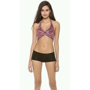 New $48 Free People Intimately Printed Halter Neck Bra TAUPE Size Small